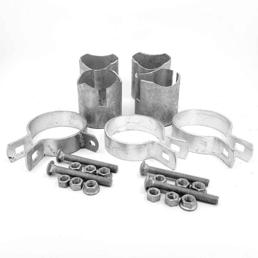 Corner H brace installed with pipe - kit available at Bullet Fence Systems. Kit includes special corner band that creates a seamless looking corner brace for your fence brace needs