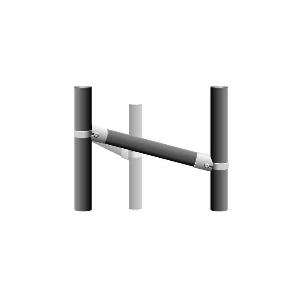 Corner Angle Brace Kit. Illustration of Bullet Fence System's Corner N brace kit used for pipe fencing projects. Use this simple kit to complete your corner fence brace. 