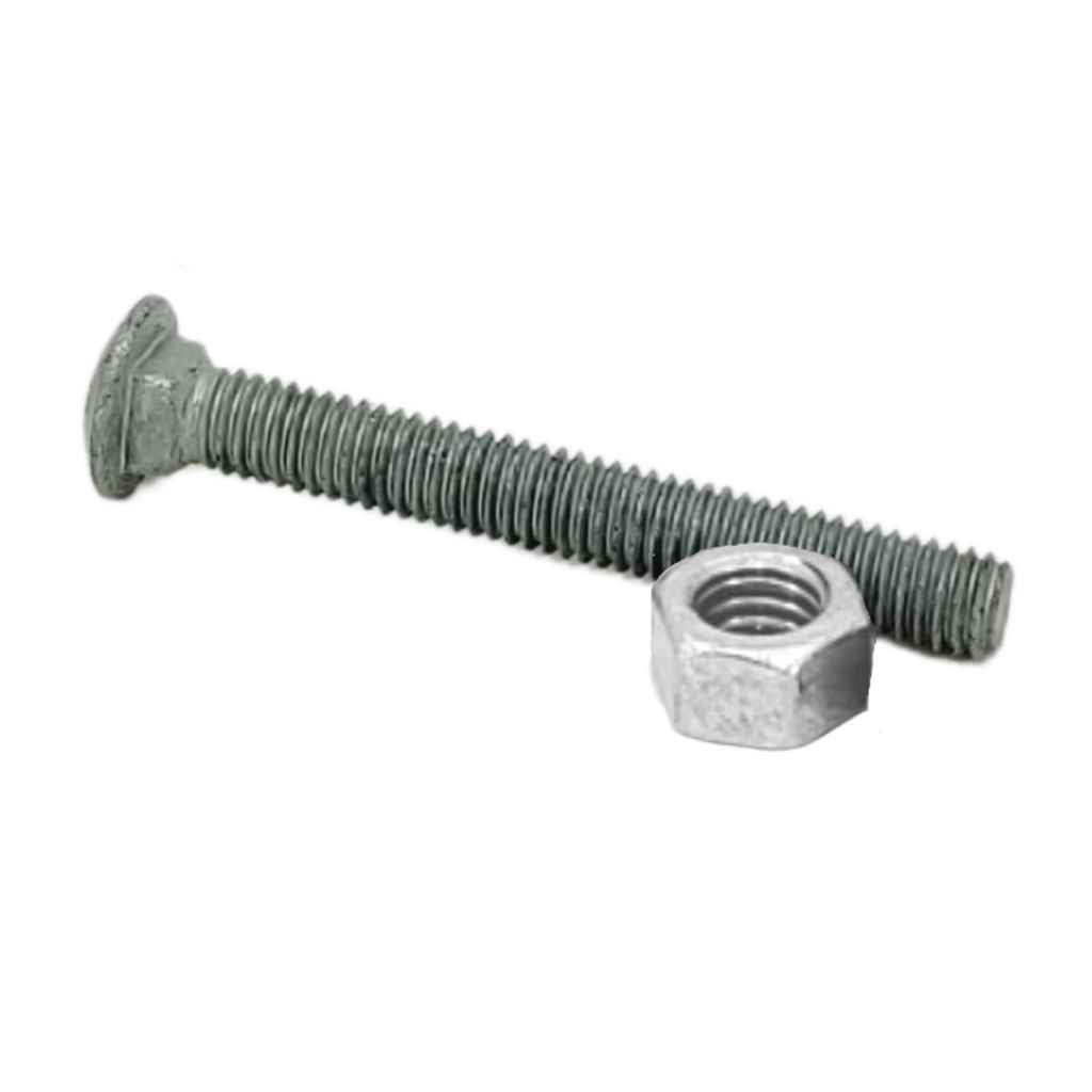 3/8" hot dipped galvanized carriage bolt with nut available at Bullet Fence Systems