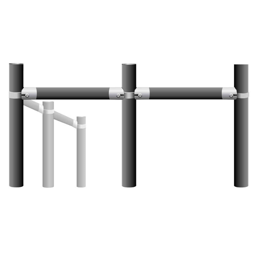 Pipe Corner HH brace kit. Need a double brace but can't wait for a welder? This illustration shows what Bullet Fence Systems can provide for your fencing needs