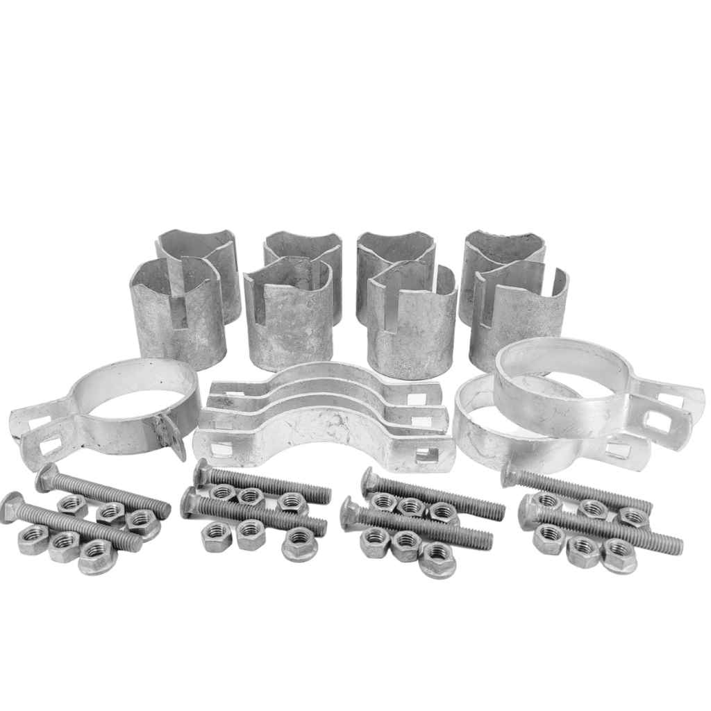 Pipe Corner HH brace kit. Need a double brace but can't wait for a welder? This illustration shows what Bullet Fence Systems can provide for your fencing needs