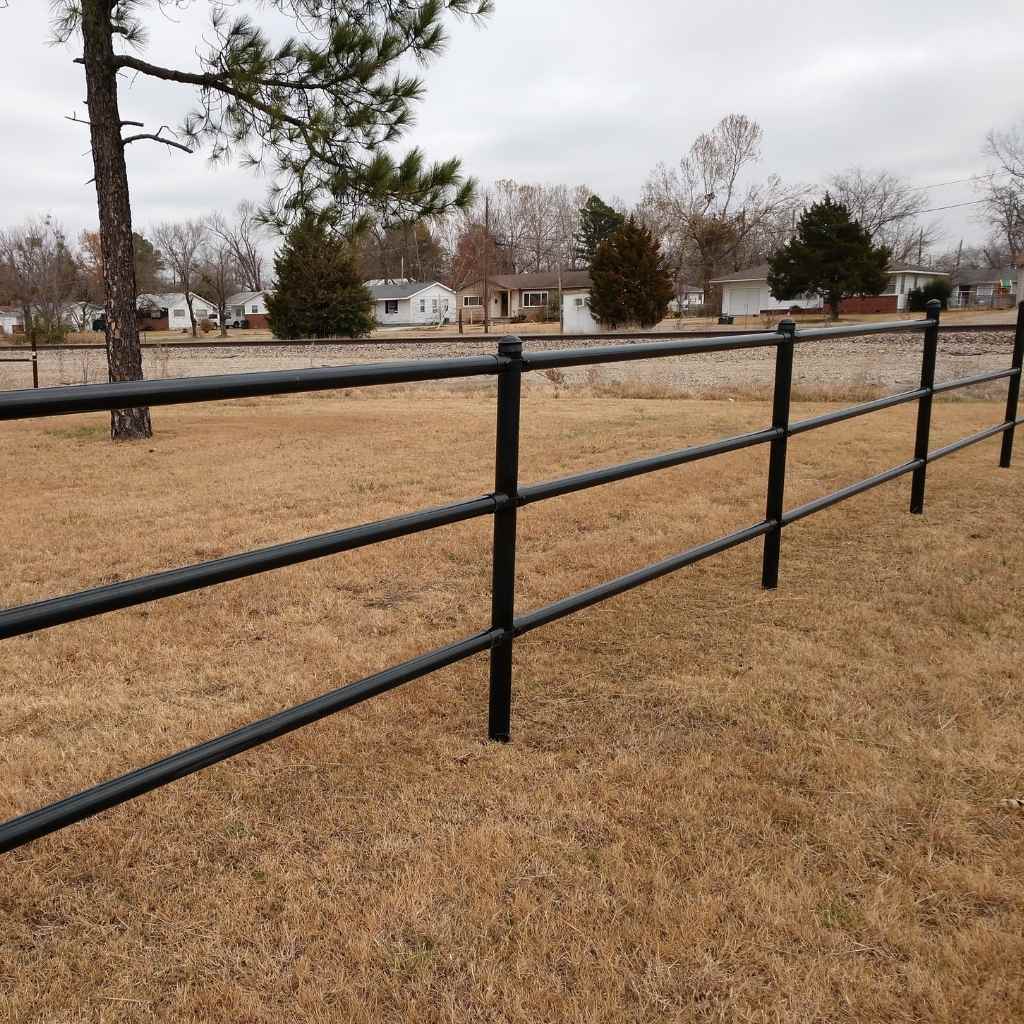 Are you looking to build a one, rail, three or more rail fence? This rail fence was built using powder coated rail/posts and Bullet Fence Kits painted rail fence kit (straight variant). Create your seamless fence look and try Bullet Fence Systems today. 